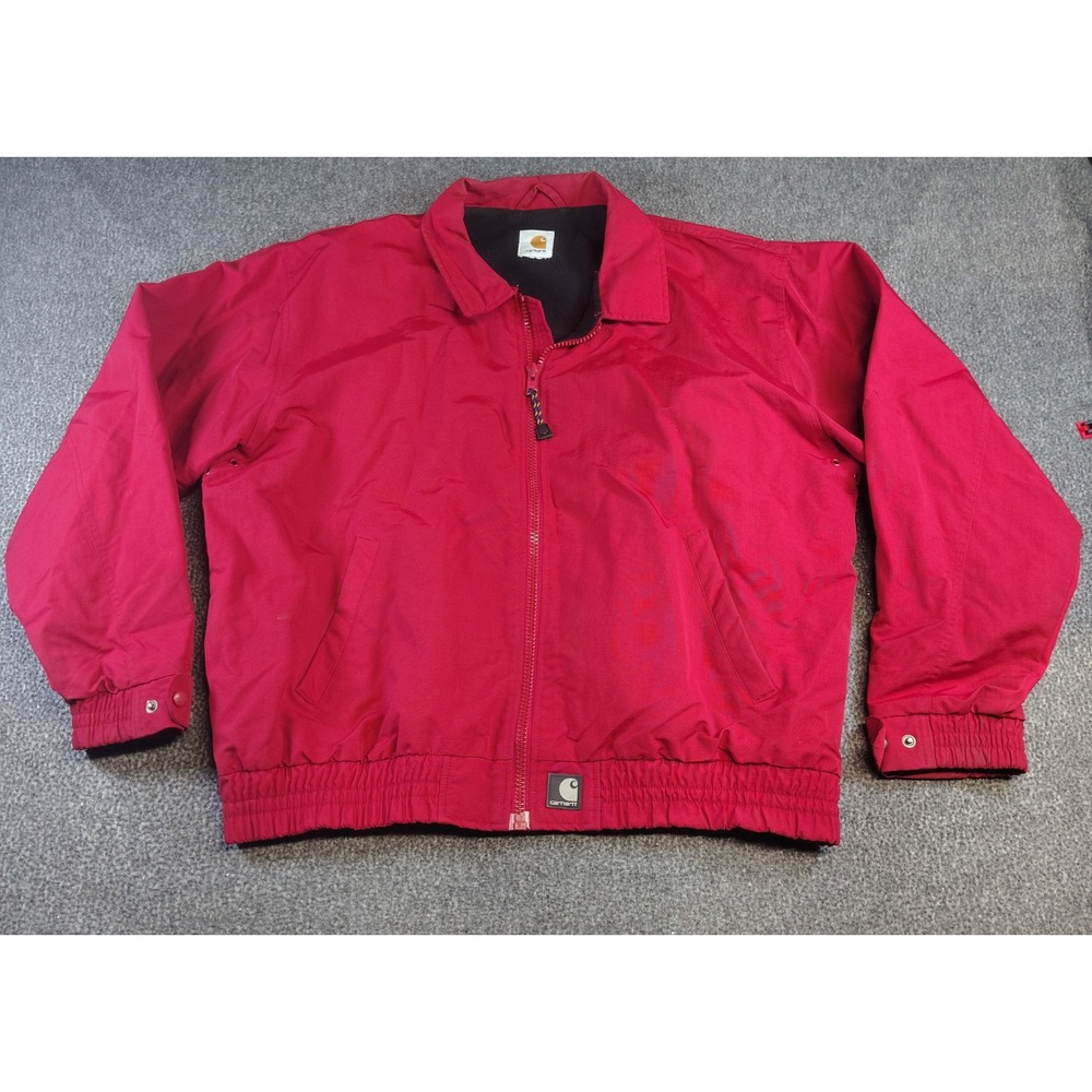 Y2K Carhartt Full Zip Jacket Mens Red (Vintage Workwear Fleece Lined)